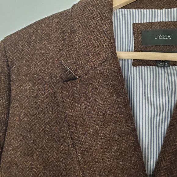 J Crew Bristol Blazer Hazelnut English Wool Herringbone Brown BA441 Size 14 - Picture 6 of 11